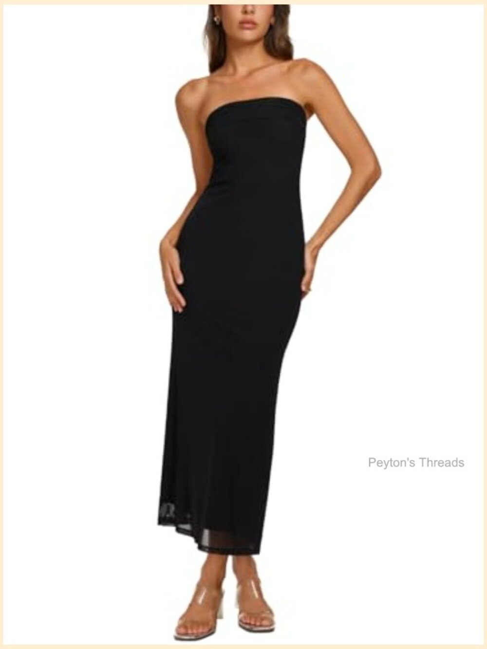 Strapless Mesh Midi Dress Backless Beach Wedding Guest Cocktail Party Dress - Picture 5 of 7